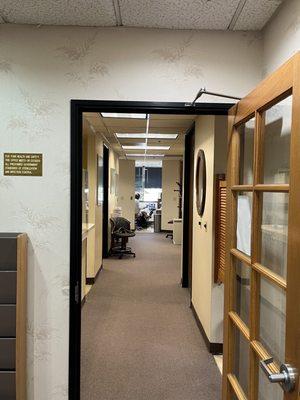 Hall way into the cleaning and drilling rooms