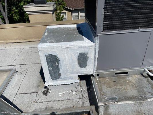 Duct that they didn't want to reposition. You can see the hvac unit is no longer on the original footprint.