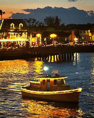 View of the boat lit for Nights of Lights