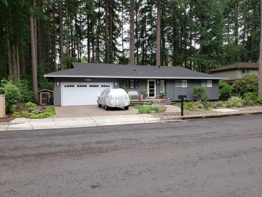 Front porch with paver driveway