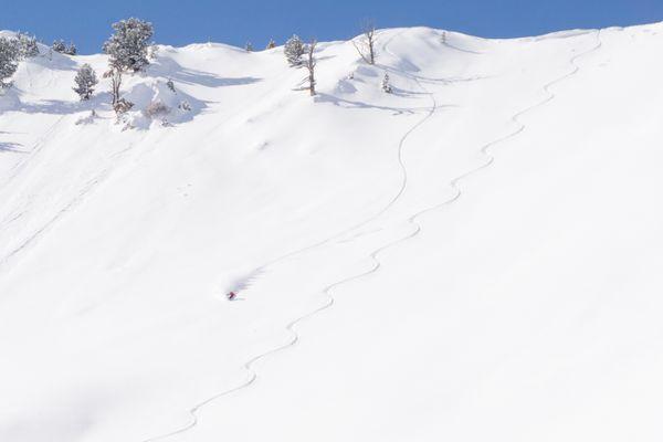 Backcountry snowboarding, Wasatch Mountains.