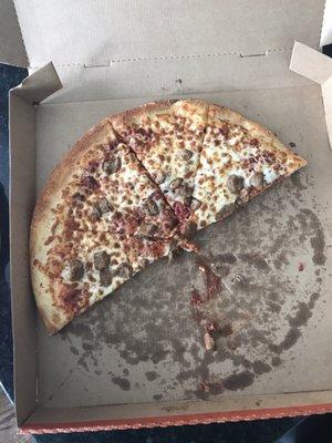 A fly baked into our pizza.