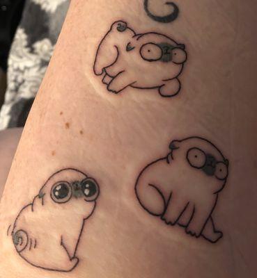 Pug tattoo. "I wake up. I sit. I look cute!"