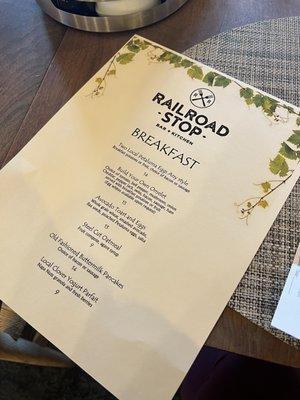 Breakfast menu