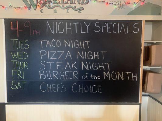 Nightly specials