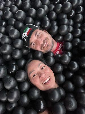 Selfie with hubs in ball pit at Hyperstellar.