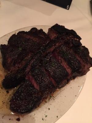 Porterhouse for two Ned rare and blackened.