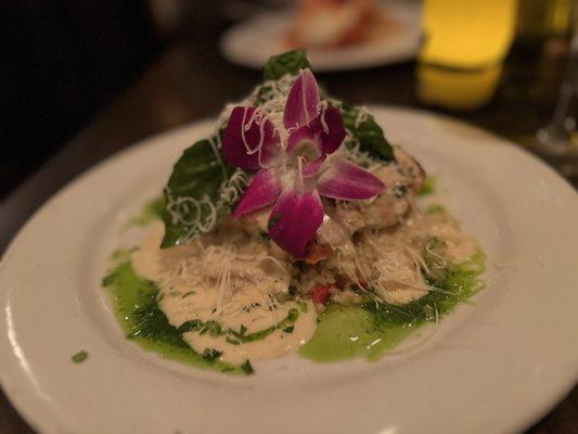 Salmon with crab risotto for restaurant week