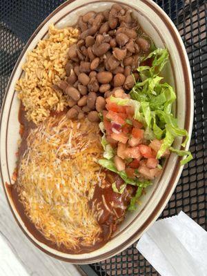 Beef enchiladas with red sauce