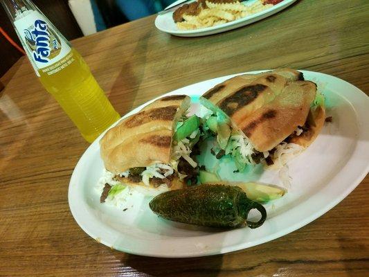 Carne asada torta with fried jalapeño only the best in town