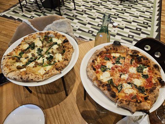 The rustica on the left and margherita on the right