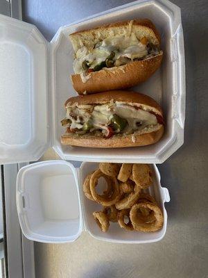 Philly Cheesesteak with Onion Rings