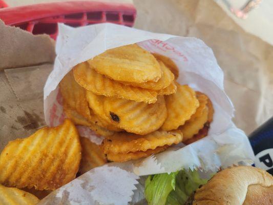 Thick, fried chips