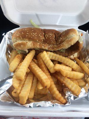 Fried catfish and French Fries