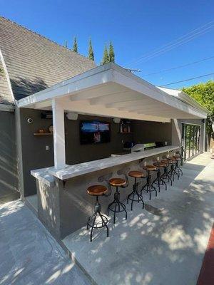 Custom outdoor kitchen Concrete Countertops finished.