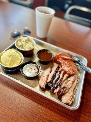 2 Meat Combo: brisket (wet) & sausage