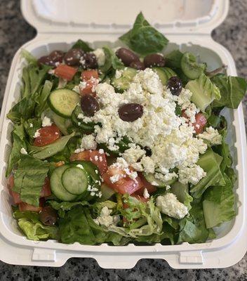 My always choice! Best greek salads imo are here they don't skimp on the feta and their dressing is absolutely divine!