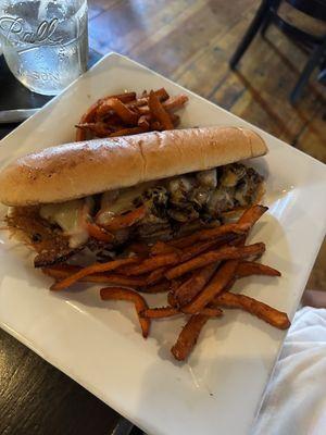 Philly cheese steak sandwich