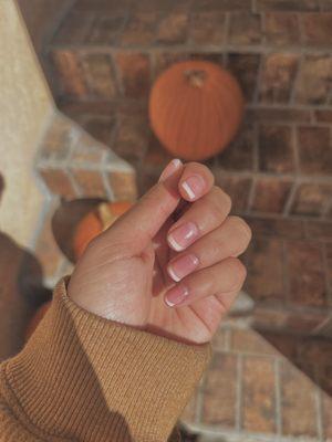 Light pink French tip manicure