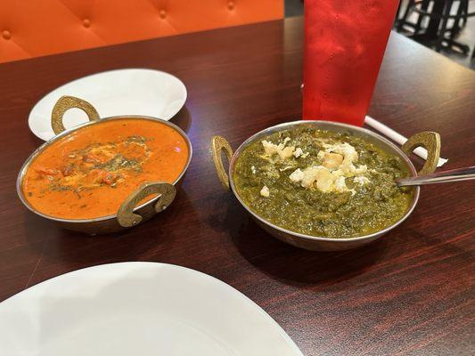 Butter Chicken and Saag Paneer