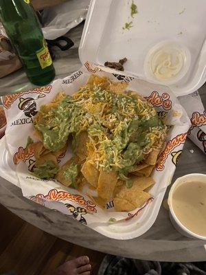 Chips with Guacamole & Cheese Nacho