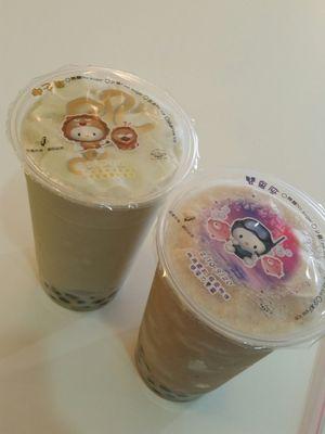 Green milk tea and cafe latte blended