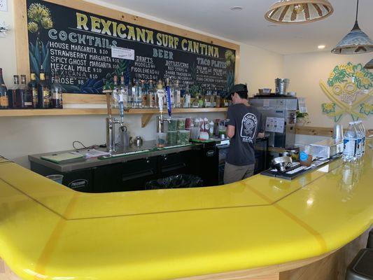 Interior Bar area and drink menu