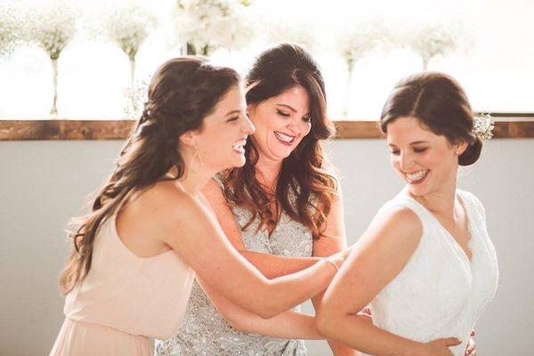 Wedding day fun on this mom and her twin girls.