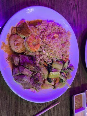 Steak and scallop hibachi