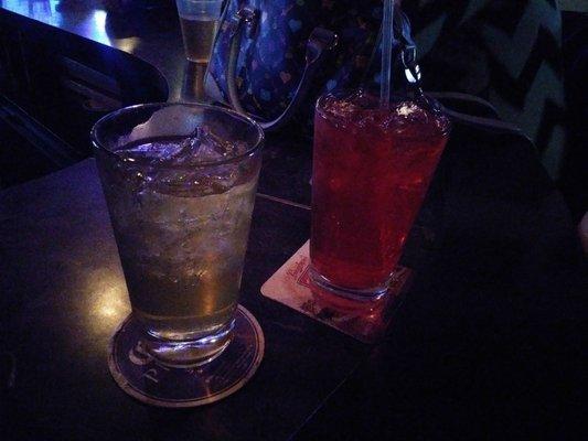 Jameson and Sundrop. Cherry UV and Diet Mtn Dew.