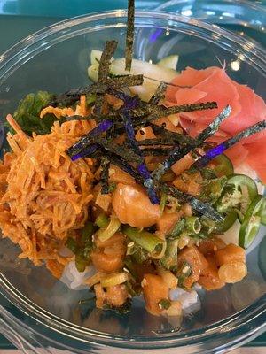 Fiery salmon poke bowl