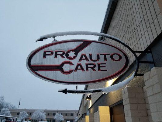 A little snow at Pro Auto Care today