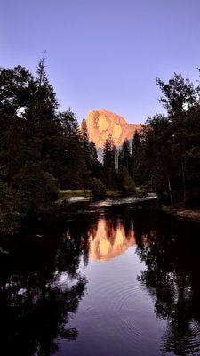 Half Dome Alpenglo at Yosemite Valley.