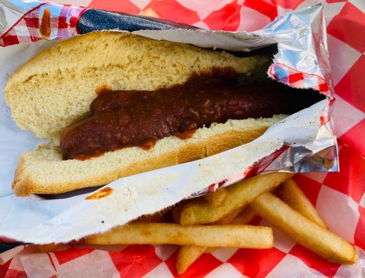 Chili Dog with French Fries