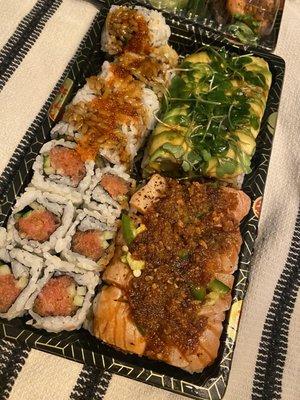 Spicy Tuna Roll, Shrimp Tempura Roll, Cambridge Garden, Sakana Makimono.