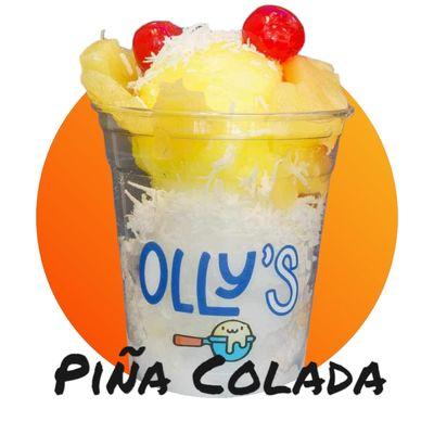 Pineapple and Coconut Italian Ice topped with Pineapple, Coconut & 2 cherries.