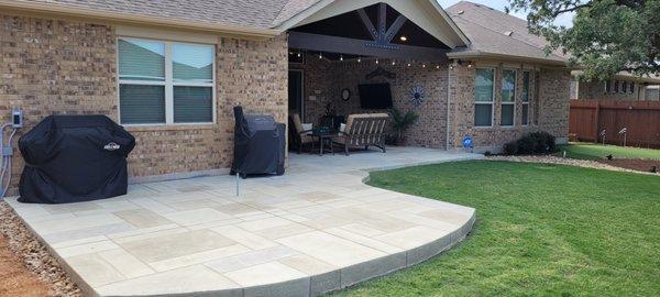 Back patio extension plus stone coat overlay.  Hot tub is on its way!