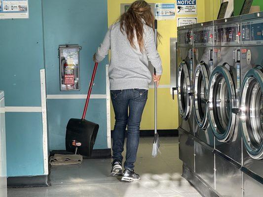 Clean.  Here is one of the laundry attendants performing their rounds.  Friendly and personable.