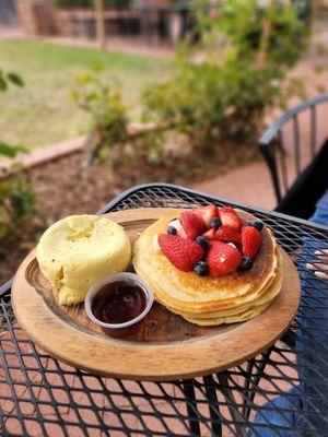 Today's Special! Fluffy steamed eggs and pancakes.