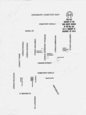 Granbury Cemetery Map, from the Visitors Center