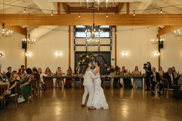 Reception space.  First dance with head table in back.