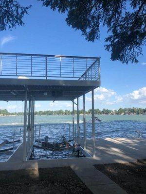 Boathouses, elevated composite concrete pours, handrails, stairs, docks, boat lifts installed and services.