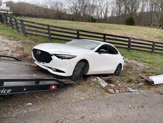 Car in ditch