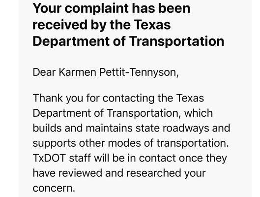 TXDOT response