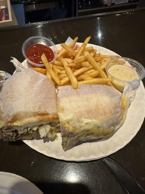 Cheesesteak with fries ( great aioli sauce )