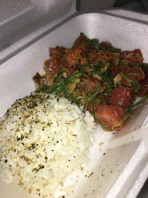 Spicy ahi poke salad and rice