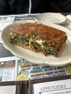 Home made spinach pie, delicious.