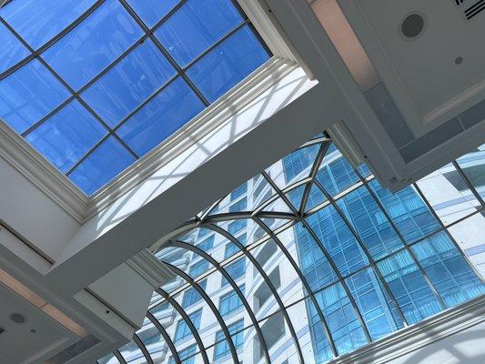 Glass ceiling over the pool.