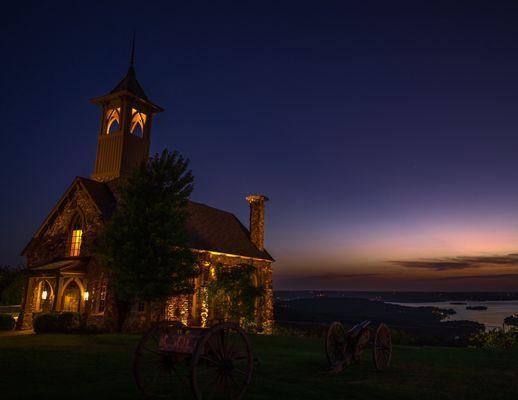 Chapel of the Ozarks at night