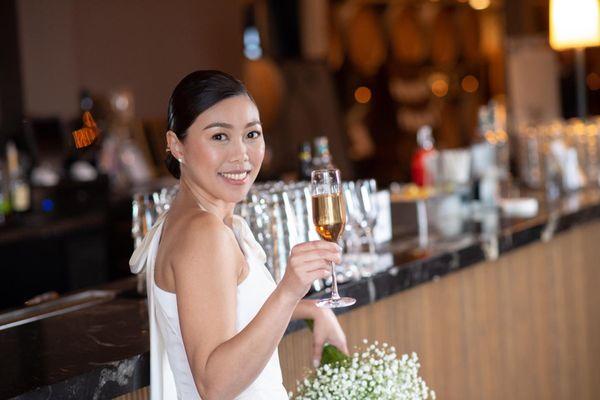 Bridal soft glam makeup and clean updo